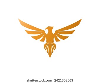 Eagle logo with golden gradient logo design on white background