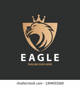 Eagle logo. Golden eagle king logo. Vector illustration