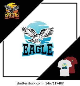 eagle logo icon design vector, with t-shirt templates