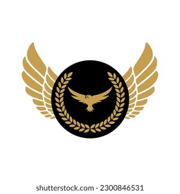 eagle  logo icon leaf wings vector on white