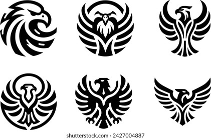 Eagle Logo Icon Vector Illustration: Explore our dynamic collection of eagle logos, featuring striking vector illustrations that convey strength, elegance, and symbolism. 