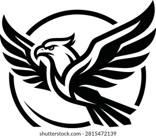 Eagle logo icon. Vector illustration of a soaring hawk emblem for branding.