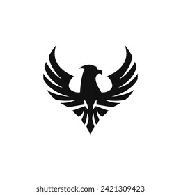 Logo del águila aislado de fondo blanco. Diseño de símbolos de águila
