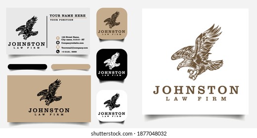 eagle logo for law firm template and business card Premium Vector