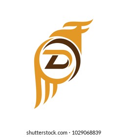 Eagle Logo With Letter D Initial Logo Template