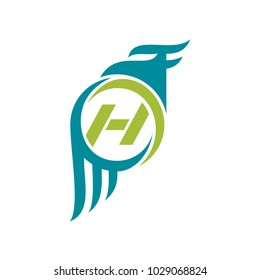 Eagle Logo With Letter H Initial Logo Template