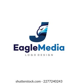 Eagle Logo of Letter J falcon icon business name sign hawk freedom bird vector symbol