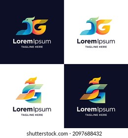 Eagle logo with letter J and G concept