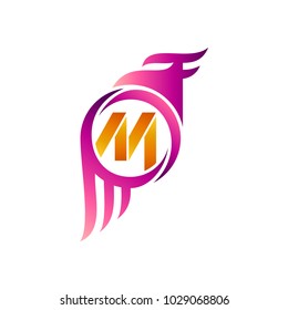 Eagle Logo With Letter M Initial Logo Template