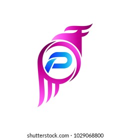 Eagle Logo With Letter P Initial Logo Template