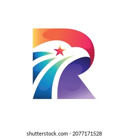 eagle logo with letter r concept