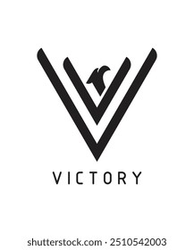 Eagle logo in letter V icon design illustration