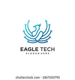 Eagle logo with line art technology concept, technology, outline, computer, Premium Vector