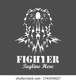 Eagle logo with line art. Vector eagle logo with black and white background.