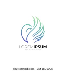 Eagle logo with line design template, logo of an eagle flapping its wings