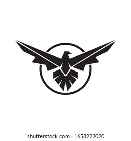 Eagle Logo linear style falcon and hawk vector template with circle design