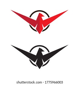 Eagle Logo linear style falcon and hawk vector template with circle design