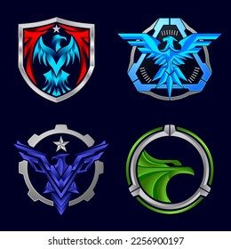 Eagle Logo. Military Eagle Mascot Logo Design Set Bundle Vector illustration