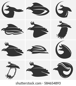 Eagle Logo Set Design Icons