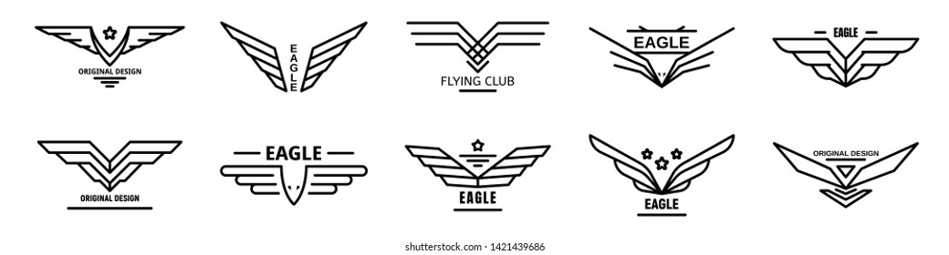 Eagle logo set. Outline set of eagle vector logo for web design isolated on white background