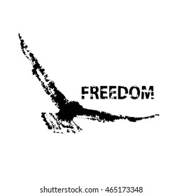 eagle logo in a shabby paint. Hawk, falcon, a free bird for company logos. Vector illustration