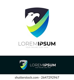 Eagle logo and shield design vector, eagle and power logo
