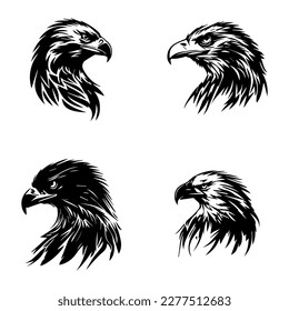eagle logo silhouette collection set hand drawn illustration