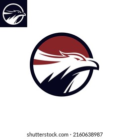 EAGLE logo silhouette of simple and great falcon face in circle, vector illustrations