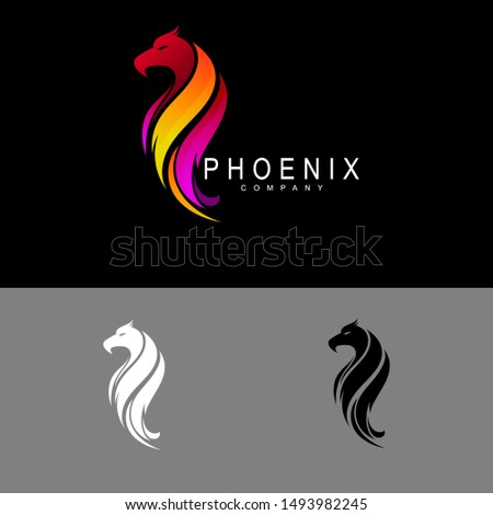 Eagle logo with simple design template, Fire icon 