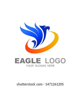 Eagle logo, Simple swoosh eagle logo design template