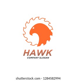Eagle logo symbol with saw blade circle