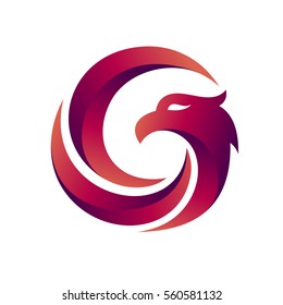 Eagle logo template in circle shape,  3d eagle head logo style