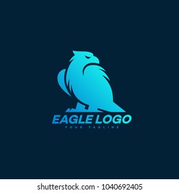Eagle logo template design with smooth gradient fill. Vector illustration.