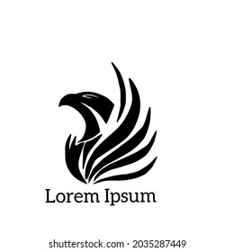 Eagle Logo Template and icon, creative simple phoenix logo concept