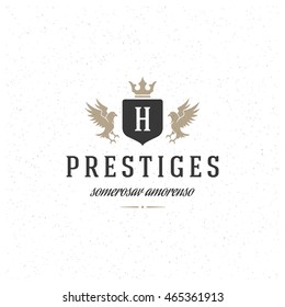Eagle Logo Template. Vector Design Element Vintage Style for Logotype or Label Retro illustration. Flying Eagle Silhouette.