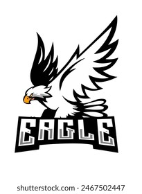 Eagle logo with three colors black, white, gray