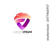 Eagle logo and triangle design combination, 3d style design
