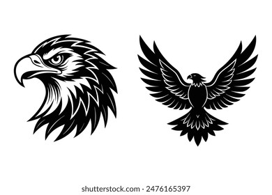 Conjunto de tipo de logotipo de águila: Ilustración de Diseños de silueta de Vector de alta calidad