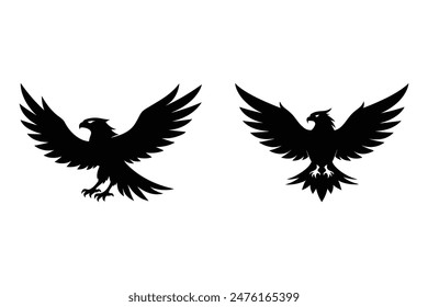 Eagle Logo Type Set: High-Quality Vector Silhouette Designs illustration