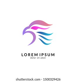 Eagle logo vector, abstract eagle design, modern flat style, falcon/hawk mascot illustration