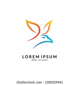 Eagle logo vector, abstract eagle design, modern flat style, falcon/hawk mascot illustration