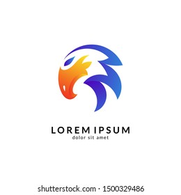 Eagle logo vector, abstract eagle design, modern flat style, falcon/hawk mascot illustration