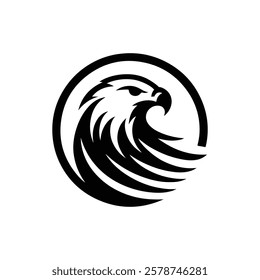 Eagle logo vector. black and white eagle head, Vector element for logo, with hand drawing style.