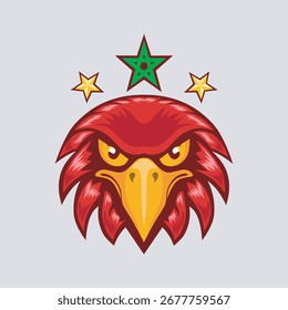 Adler-Logo-Vektor, mit hellroter Farbe und scharfem Blick.