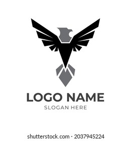 eagle logo vector with flat black and grey color style