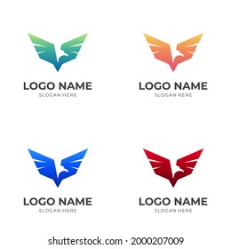 eagle logo vector with flat colorful style