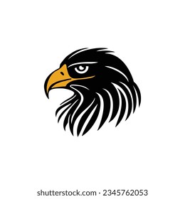 Eagle Logo vector of hawk head silhouette symbol, falcon icon, freedom emblem, bird clipart. isolated on white background.