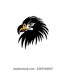 Eagle Logo vector of hawk head silhouette symbol, falcon icon, freedom emblem, bird clipart. isolated on white background.