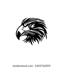 Eagle Logo vector of hawk head silhouette symbol, falcon icon, freedom emblem, bird clipart. isolated on white background.