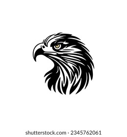 Eagle Logo vector of hawk head silhouette symbol, falcon icon, freedom emblem, bird clipart. isolated on white background.